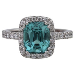 Ladies ring, especially with 1 very fine, turquoise-blue tourmaline 3.14 cts. 