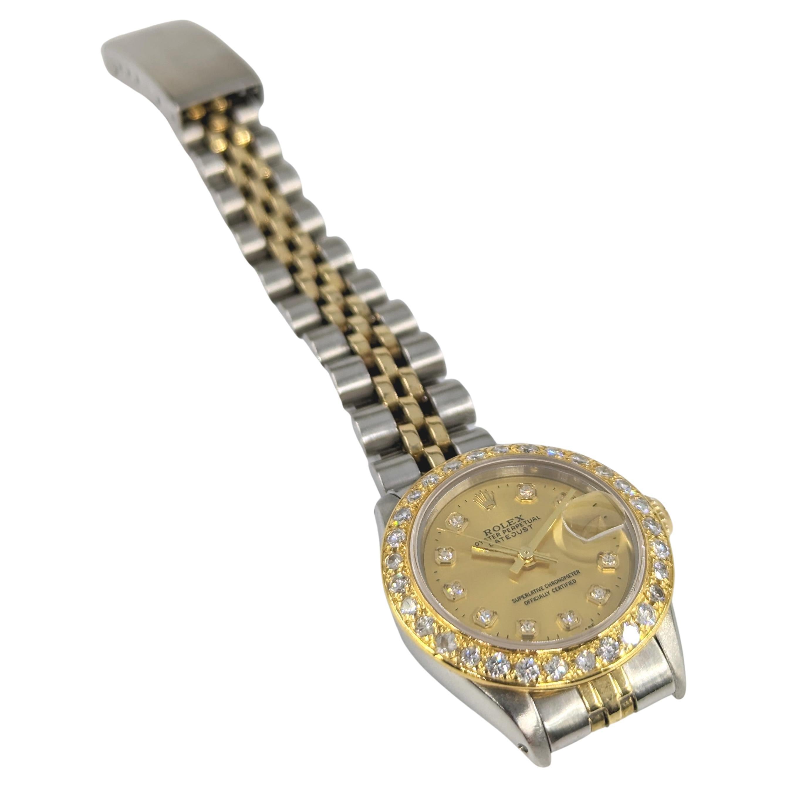 Ladies Rolex 2Tone Gold/SS Datejust Bracelet Watch Diamond Dial Bezel ref 6917 4