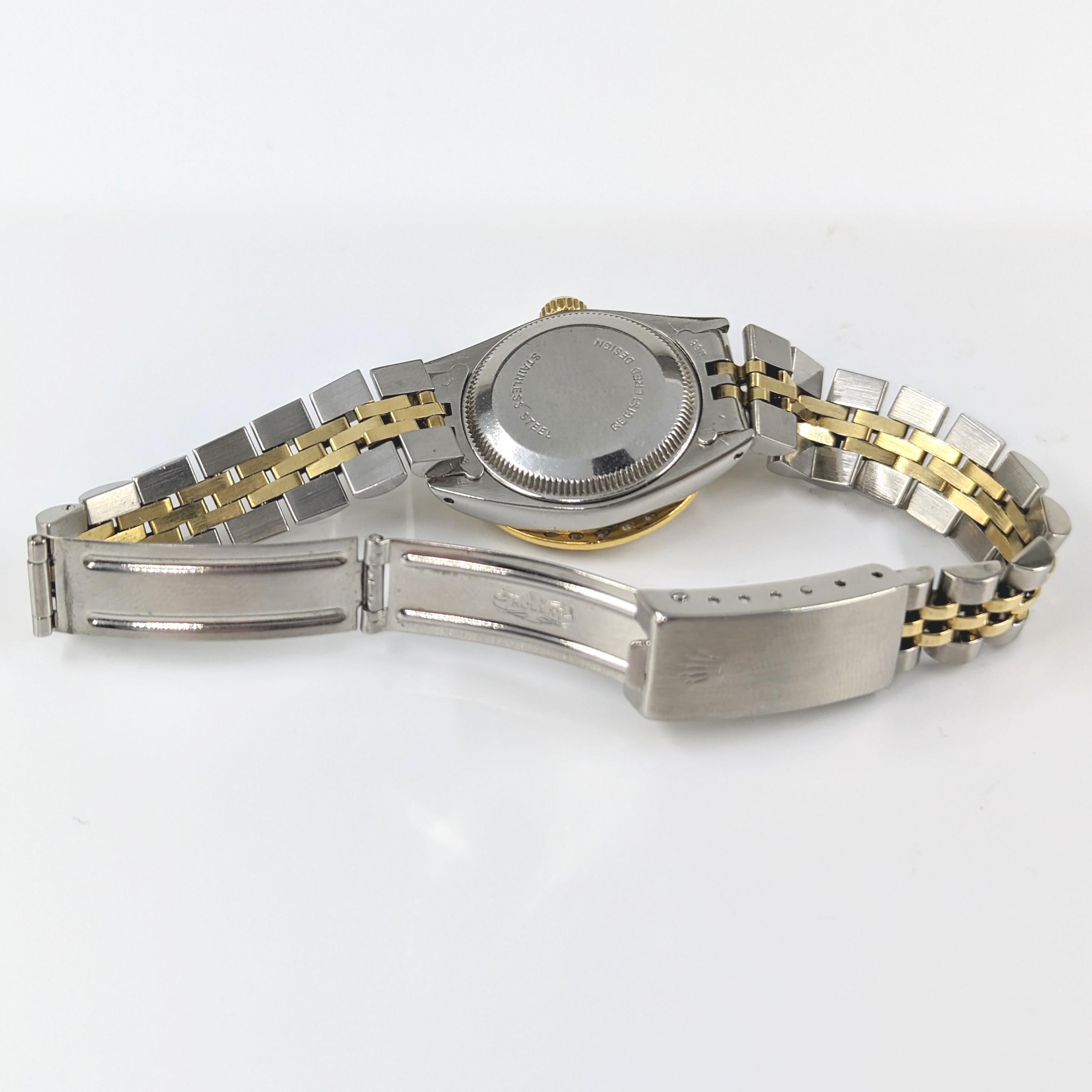 Damen Rolex 2farbige Gold/SS Datejust-Armbanduhr mit Diamant-Zifferblatt-Lünette Ref 6917 3