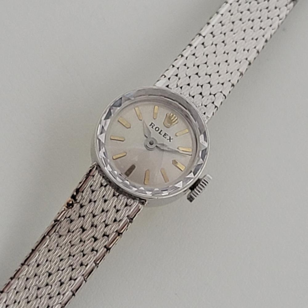 Rolex Petite montre cocktail en or blanc 14 carats pour femmes, années 1930, avec boîte RA10 1