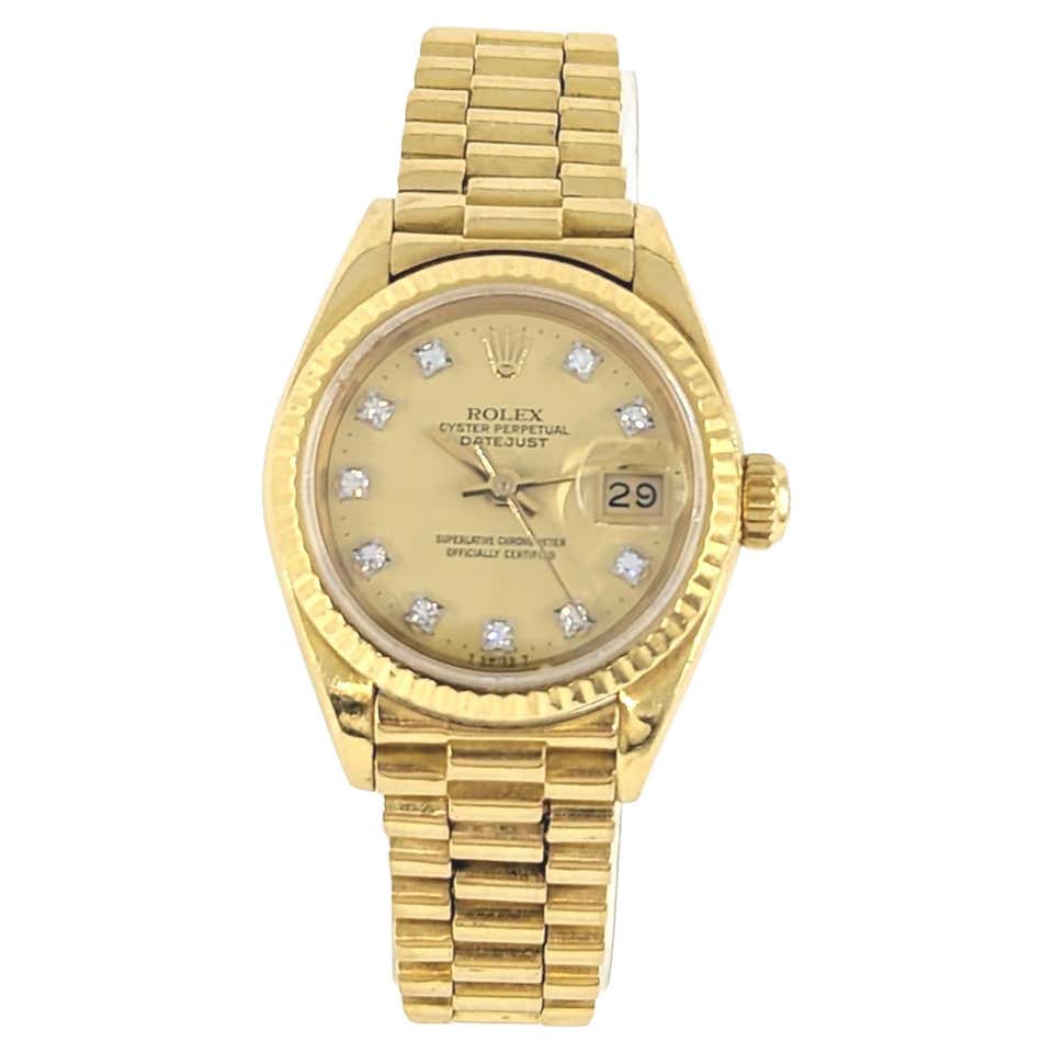Rolex Value Rolex President Yellow Gold Diamond Dial Ladies Watch 69178 For Sale at ...