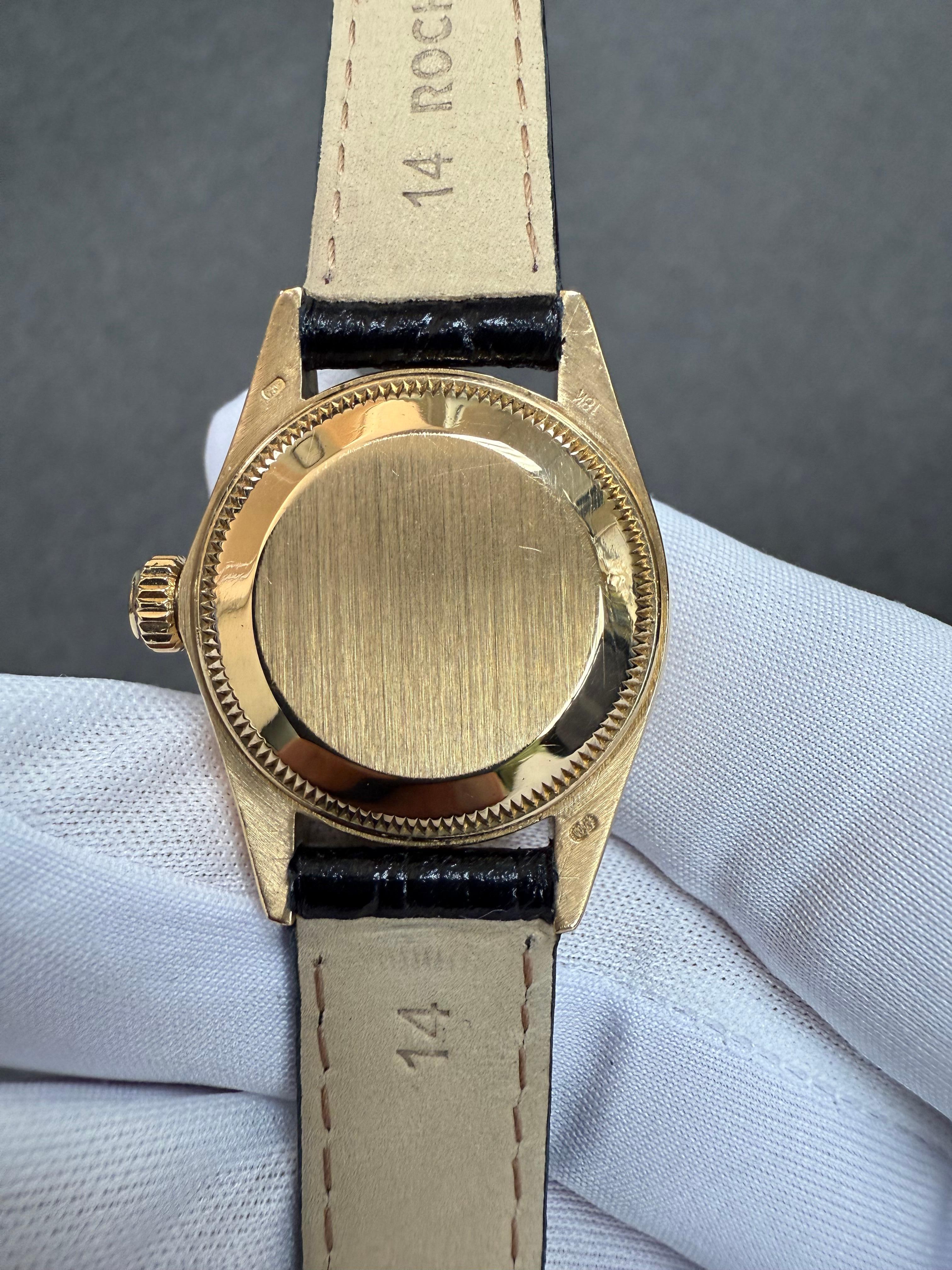 Damen Rolex 1981 Datejust 18k Gelbgold Armbanduhr mit Lederarmband im Angebot 4