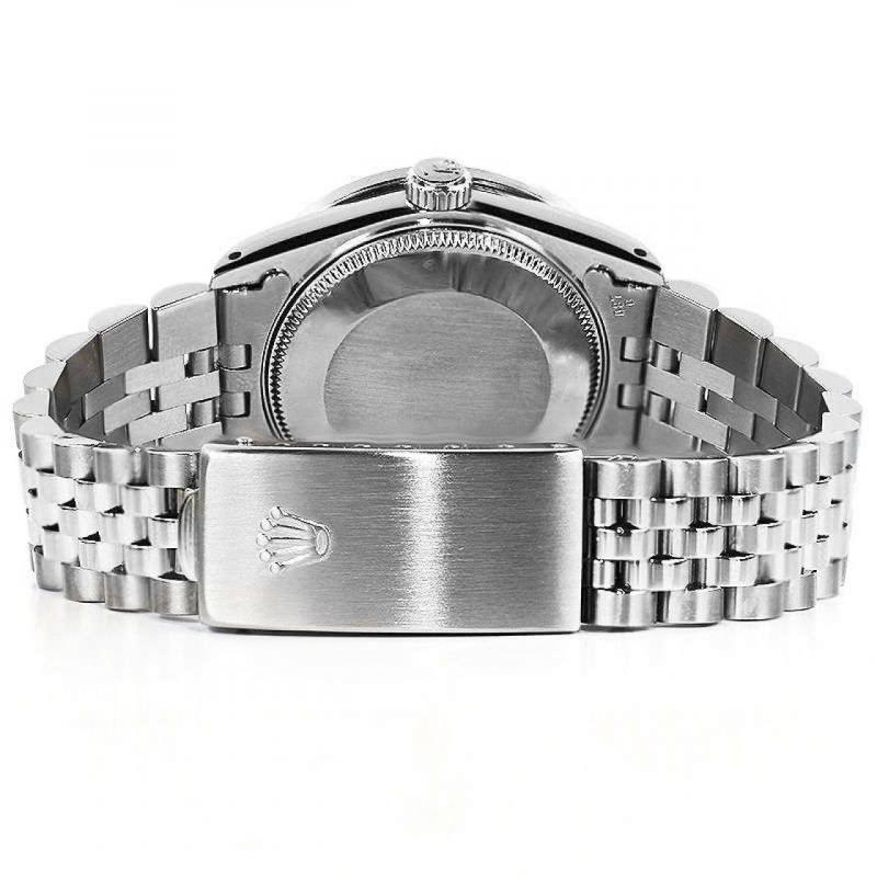 Baguette Cut Rolex Ladies Datejust Baby Blue MOP Mother of Pearl Baguette Diamond Watch 69160 For Sale
