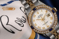 Ladies Rolex Datejust Cream Pyramid Roman Dial Two Tone Watch Jubilee Band