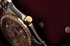 Rolex 26mm Datejust Donna Lunetta e anse di diamanti bicolore Quadrante bianco MOP 69173