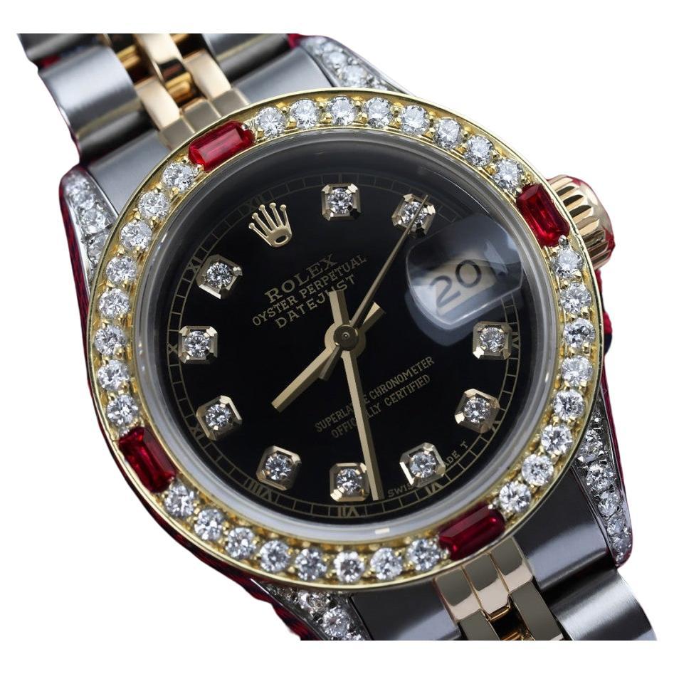Rolex Montre Datejust 26 mm pour femme avec cadran bicolore Jubilee noir