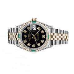 Ladies Rolex 26mm Datejust Two Tone Jubilee Black Color Dial Watch 69173