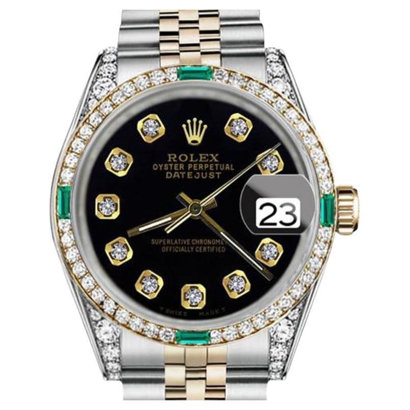 Rolex Donna 26mm Datejust Two Tone Jubilee Quadrante Nero 69173