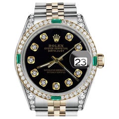 Damen Rolex 26mm Datejust zweifarbige Jubiläumsuhr mit schwarzem Zifferblatt 69173