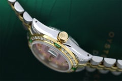 Ladies Rolex Datejust Two Tone Jubilee Metallic Pink Diamond Dial 69173