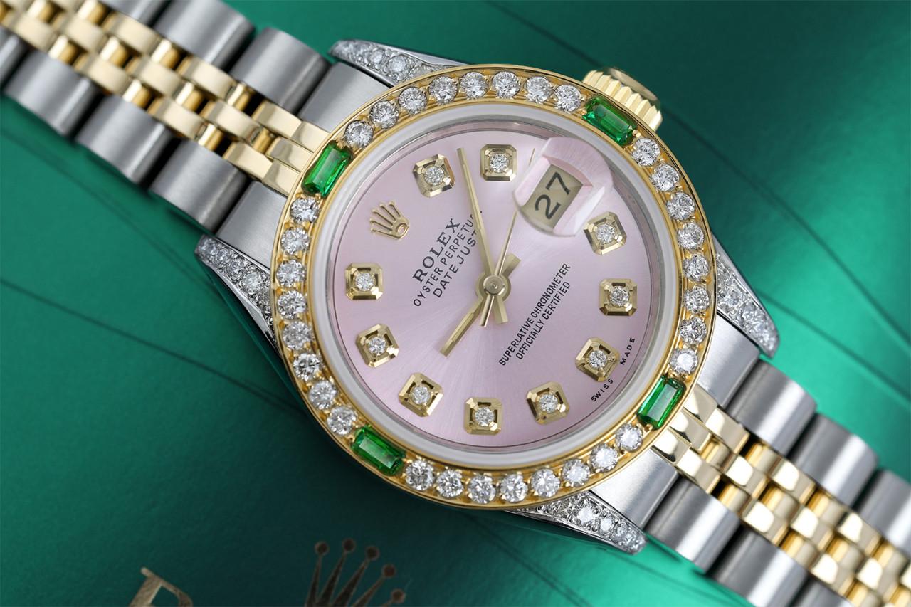 Rolex Datejust zweifarbiges Jubiläums-Diamant-Zifferblatt 69173 für Damen (Rundschliff) im Angebot