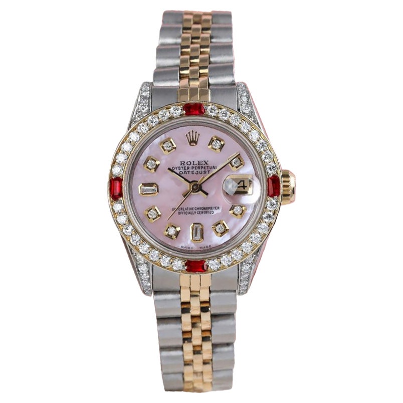 Damen Rolex 26mm Datejust zweifarbige Jubiläumsuhr in Rosa MOP Perlmutt 69173