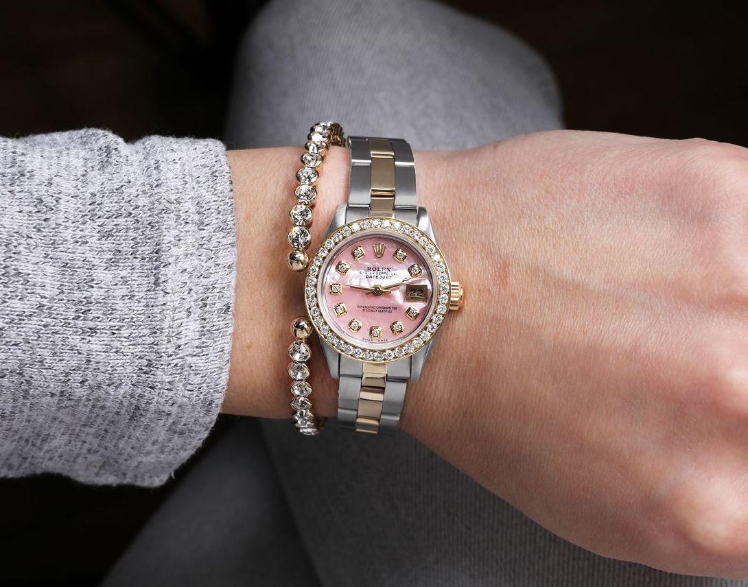 Dames Rolex Datejust cadran bicolore rose MOP nacre Pour femmes en vente