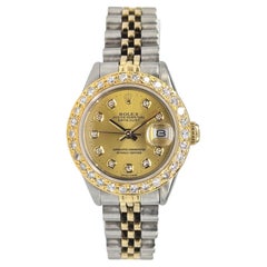 Ladies Rolex 2Tone Gold/SS Datejust Bracelet Watch Diamond Dial Bezel ref 6917