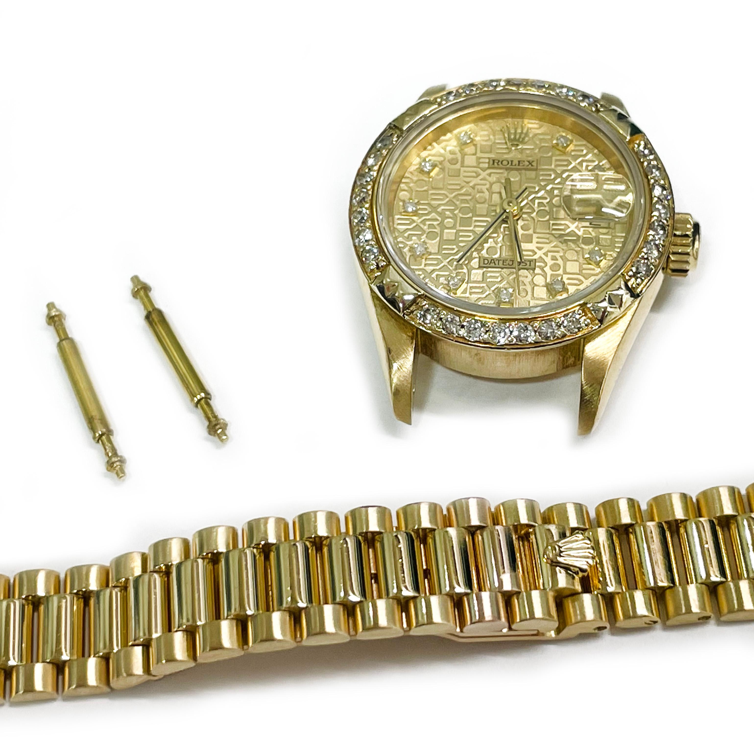Women's Ladies Rolex Anniversary Datejust Diamond Bezel Watch, 1991 For Sale