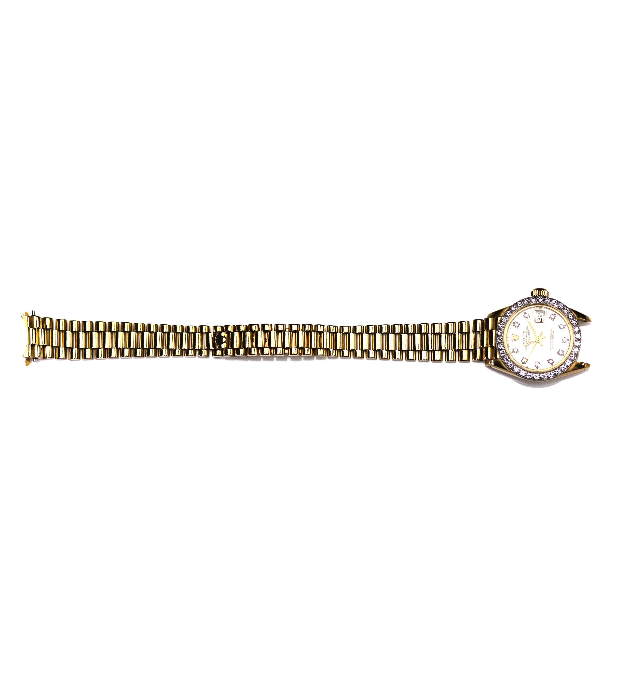 Damen Rolex Datejust-Uhr aus 18 Karat Gelbgold mit Diamant-Lünette (Brillantschliff)