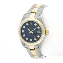 Ladies Rolex Datejust 26mm Blue Diamond Dial TT Oyster Bracelet Watch Ref. 79173