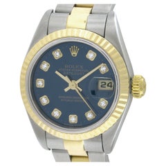 Ladies Rolex Datejust 26mm Blue Diamond Dial TT Oyster Bracelet Watch Ref. 79173