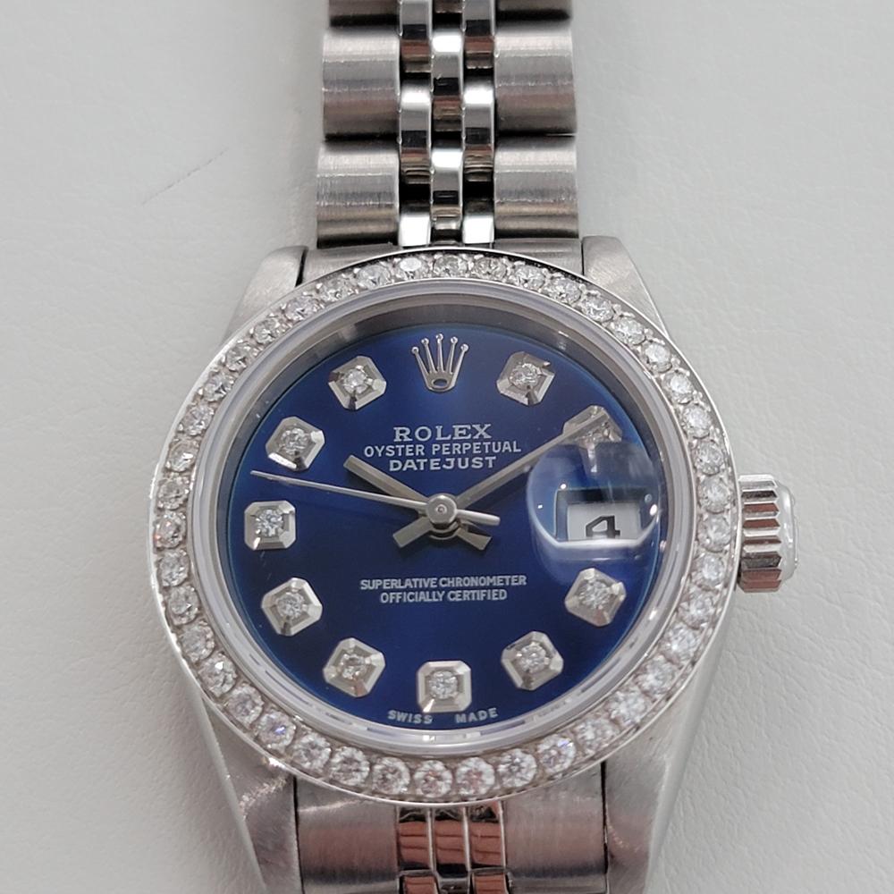 Damen Rolex Datejust 69174 18k Gold SS Automatik-Diamant-Zifferblatt 1990er Jahre RA283 im Zustand „Hervorragend“ in Beverly Hills, CA