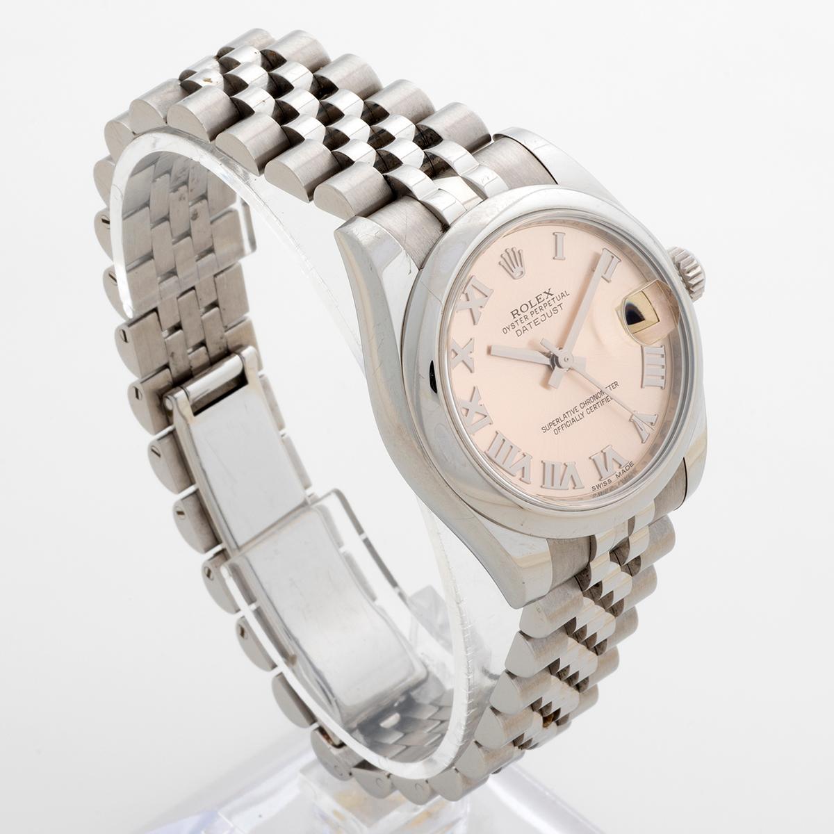  Ladies Rolex Datejust ref 178240. Pink Roman Numeral Dial. Full Set In Excellent Condition In Canterbury, GB