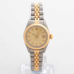 Rolex Datejust Damenarmbanduhr Ref 69173, Gelbgold geriffelte Lünette, um 1990