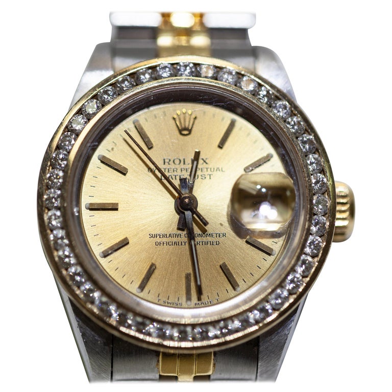 Montre De Luxe Bicolore Avec Diamants Véritables - Grand Cadran - Mouvement Japonais - Neuve étiquetée