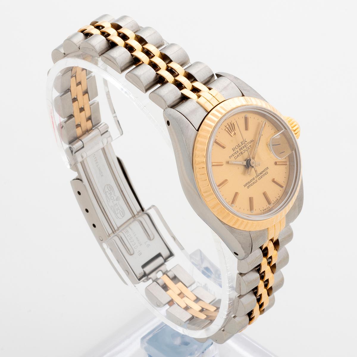 Ladies Rolex Datejust Wristwatch ref 69173. Yellow Gold, Champagne Dial. 1987.  In Excellent Condition In Canterbury, GB