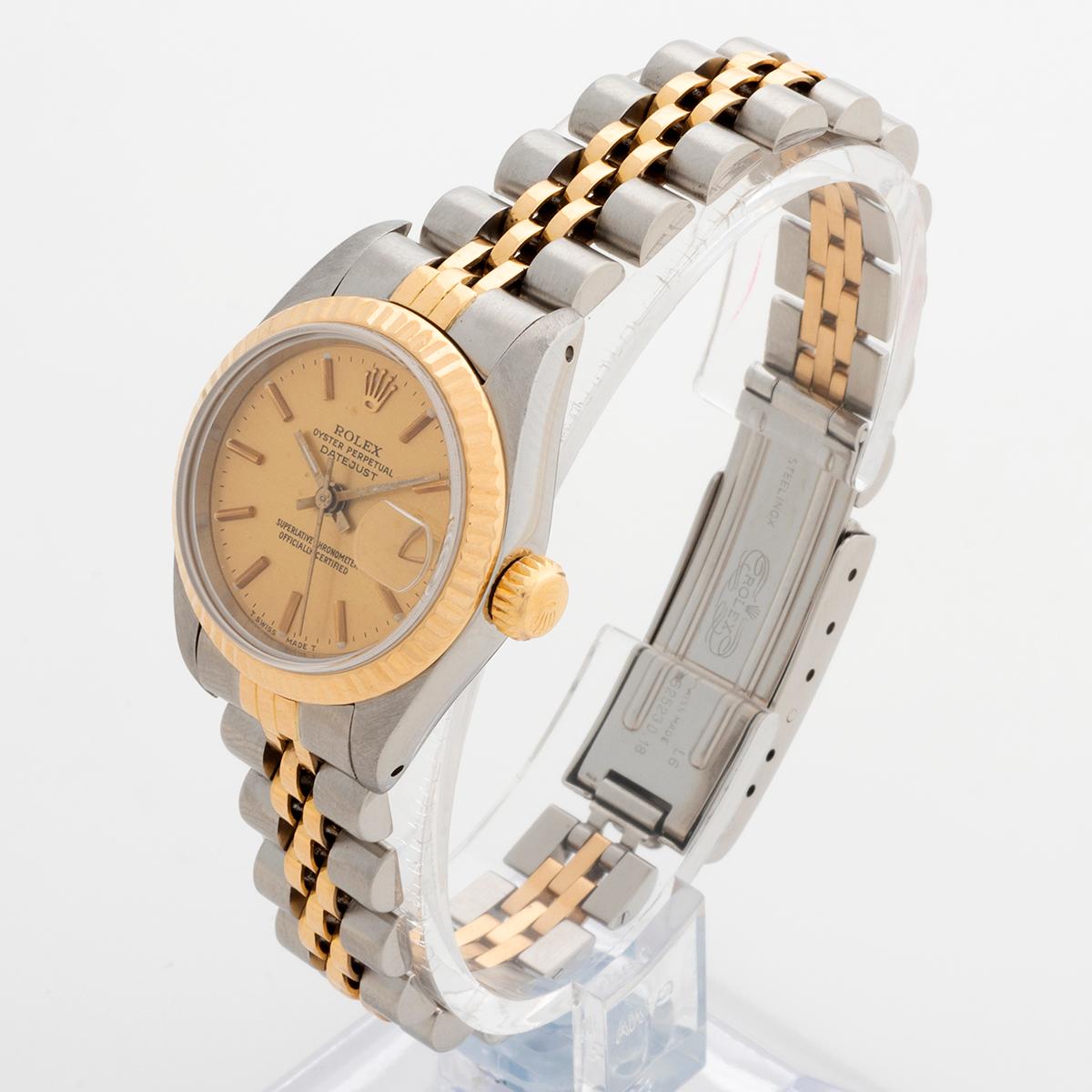 Women's or Men's Ladies Rolex Datejust Wristwatch ref 69173. Yellow Gold, Champagne Dial. 1987. 