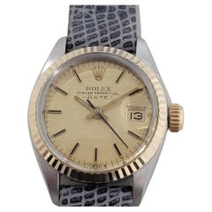Ladies Rolex Oyster Date 6917 18k Gold SS Automatic 1980s w Box Paper RA162