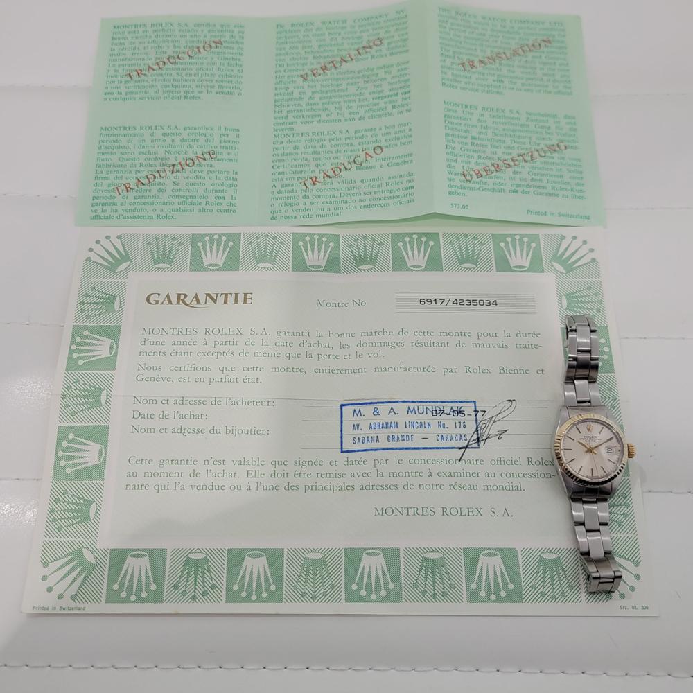 Damen Rolex Oyster Date 6917 26mm 18k Gold SS Automatik 1970er Jahre mit Papier RA356 10