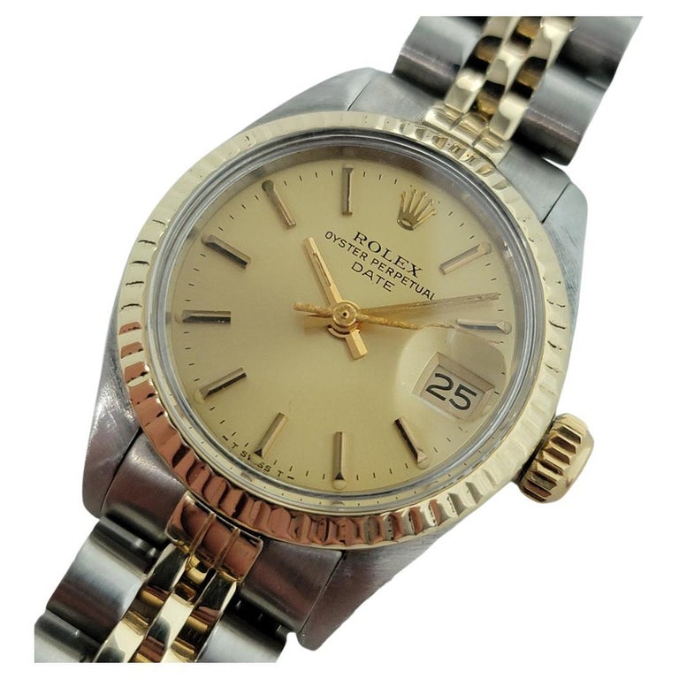 Ladies Rolex Oyster Date 6917 18k Gold SS Automatic 1980s w Box Paper RA162  For Sale at 1stDibs | 1980 ladies rolex watch, 1980 rolex, rolex oyster  perpetual 1980 price