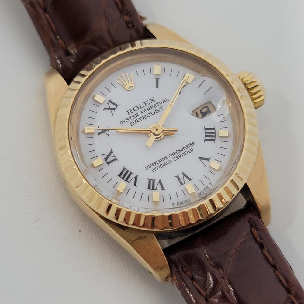 Ladies Rolex Oyster Date Ref 6917 18k Solid Gold Automatic 1980s Swiss RA30 In Excellent Condition In Beverly Hills, CA