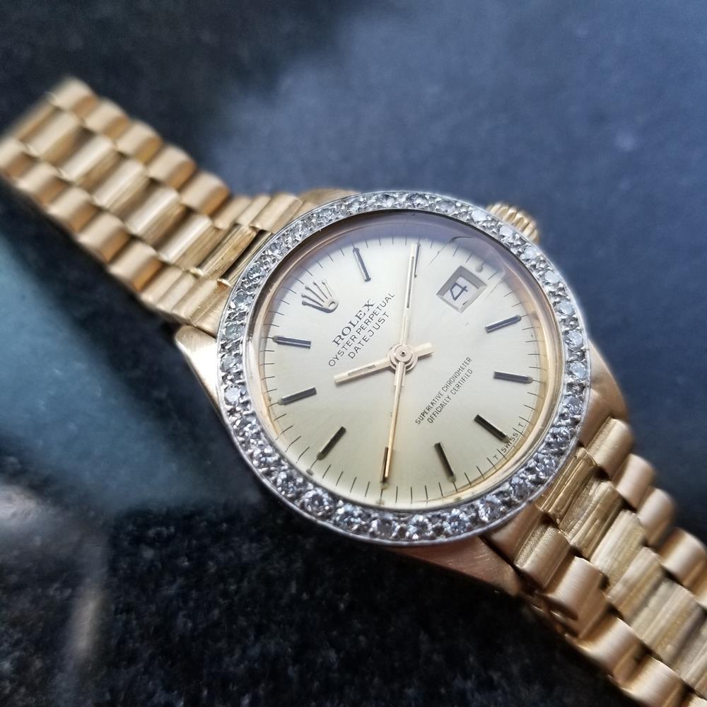 Ladies Rolex Oyster Datejust 6917 18k Gold Diamond Automatic, c.1970s LV889 In Excellent Condition In Beverly Hills, CA