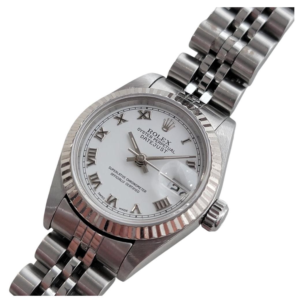 Ladies Rolex Oyster Datejust 69190 26mm 18k White Gold SS Automatic 1990s OM101 For Sale