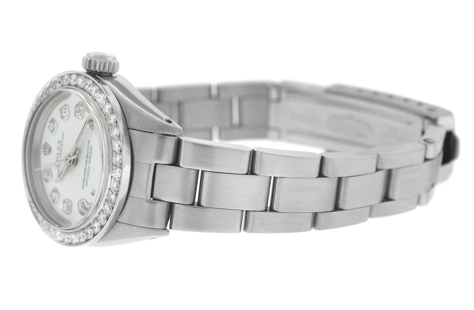 Ladies Rolex Oyster Perpetual 6718 Stainless Steel Diamond Watch 3