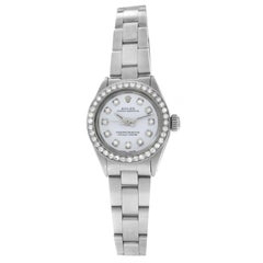 Ladies Rolex Oyster Perpetual 6718 Stainless Steel Diamond Watch