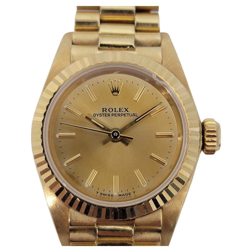 Ladies Rolex Oyster Perpetual 67198 18k Gold Automatic 1980s w Box RA260