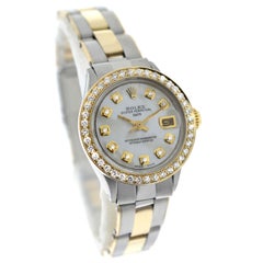 Ladies Rolex Oyster Perpetual Date 6517 Steel and Gold Diamond MOP Watch