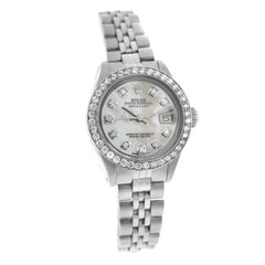 Rolex Oyster Perpetual Date 6917 en acier inoxydable et diamants MOP 26MM pour femmes