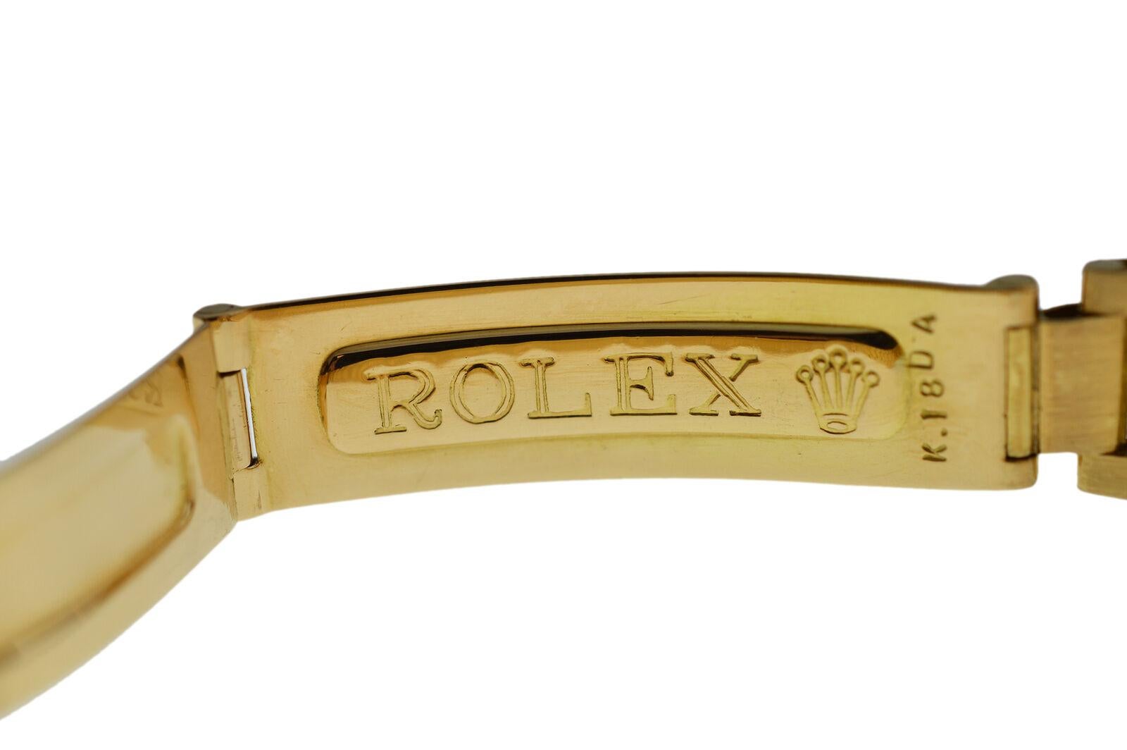 Women's Ladies Rolex Oyster Perpetual Date Just 6701 18 Karat Yellow Gold Watch