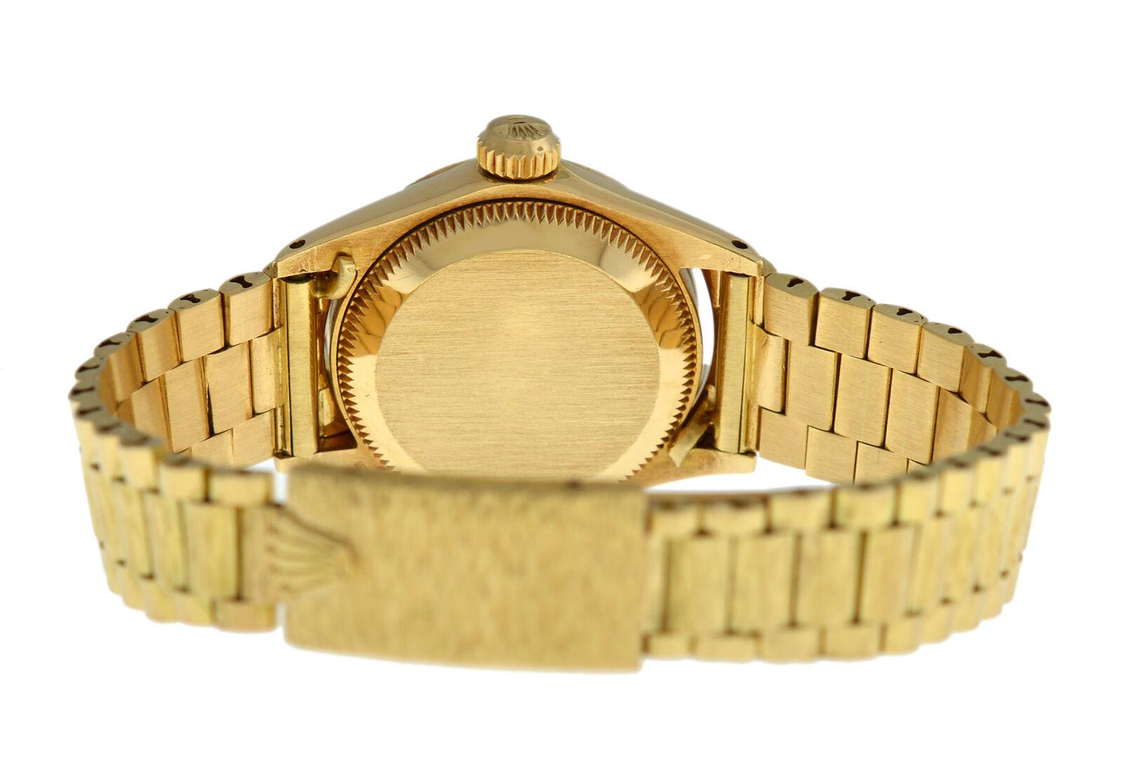 Ladies Rolex Oyster Perpetual Date Just 6701 18 Karat Yellow Gold Watch 2