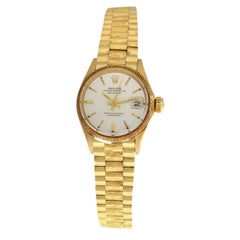 Ladies Rolex Oyster Perpetual Date Just 6701 18 Karat Yellow Gold Watch