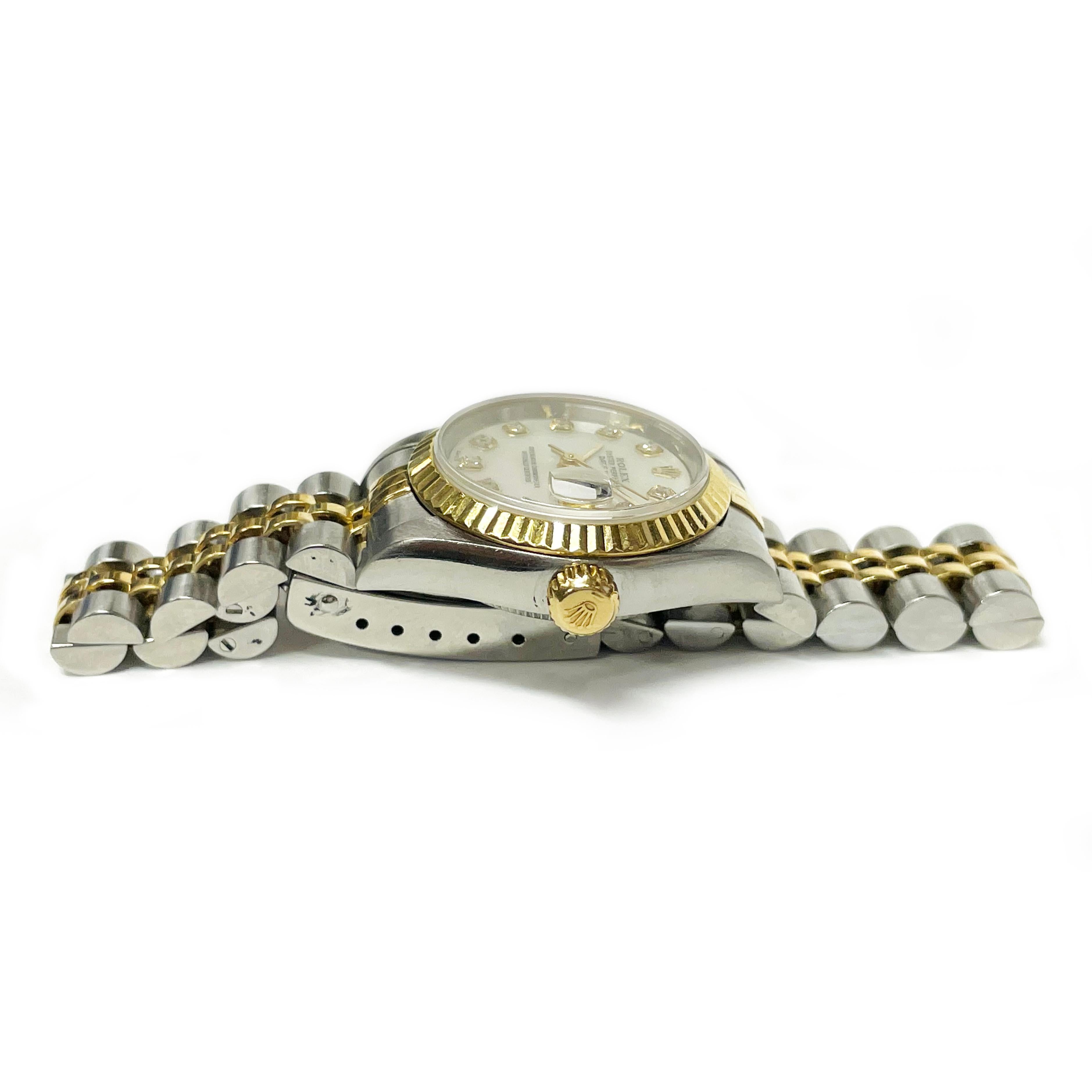 Contemporary Rolex Lady's Datejust Watch with Fluted Bezel, 1996 For Sale