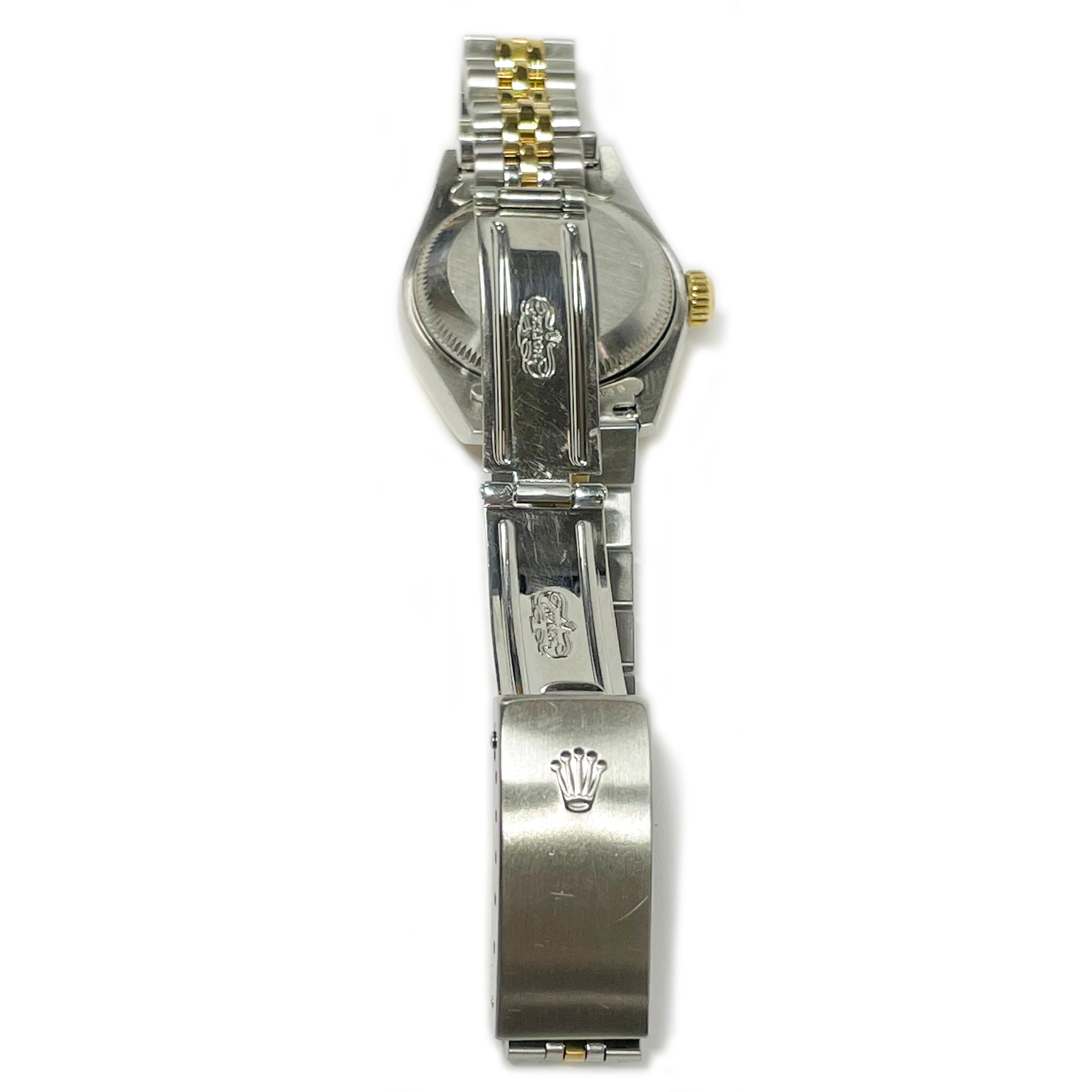 Round Cut Rolex Lady's Datejust Watch with Fluted Bezel, 1996 For Sale