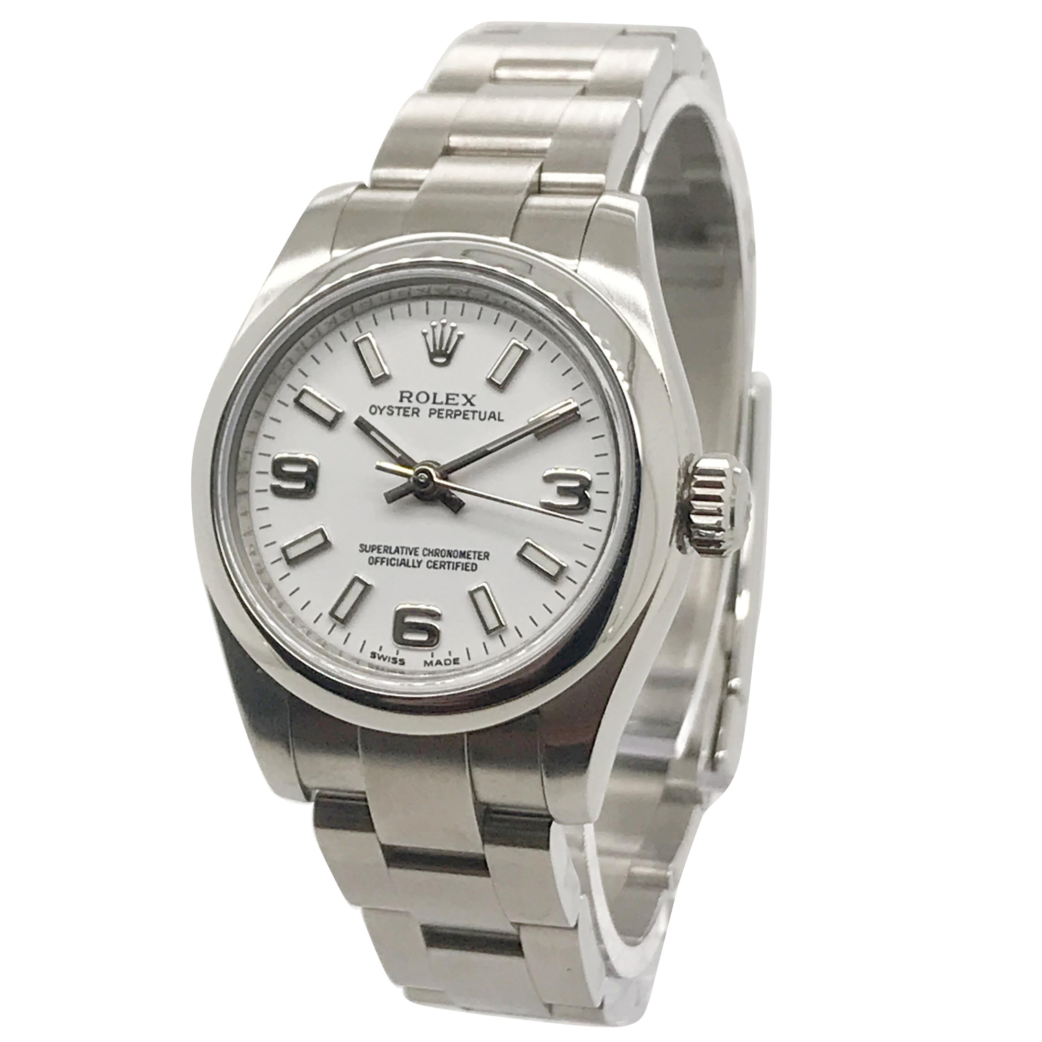 Ladies Rolex Oyster Perpetual on Oyster Bracelet, circa 2010, Box and Papers For Sale