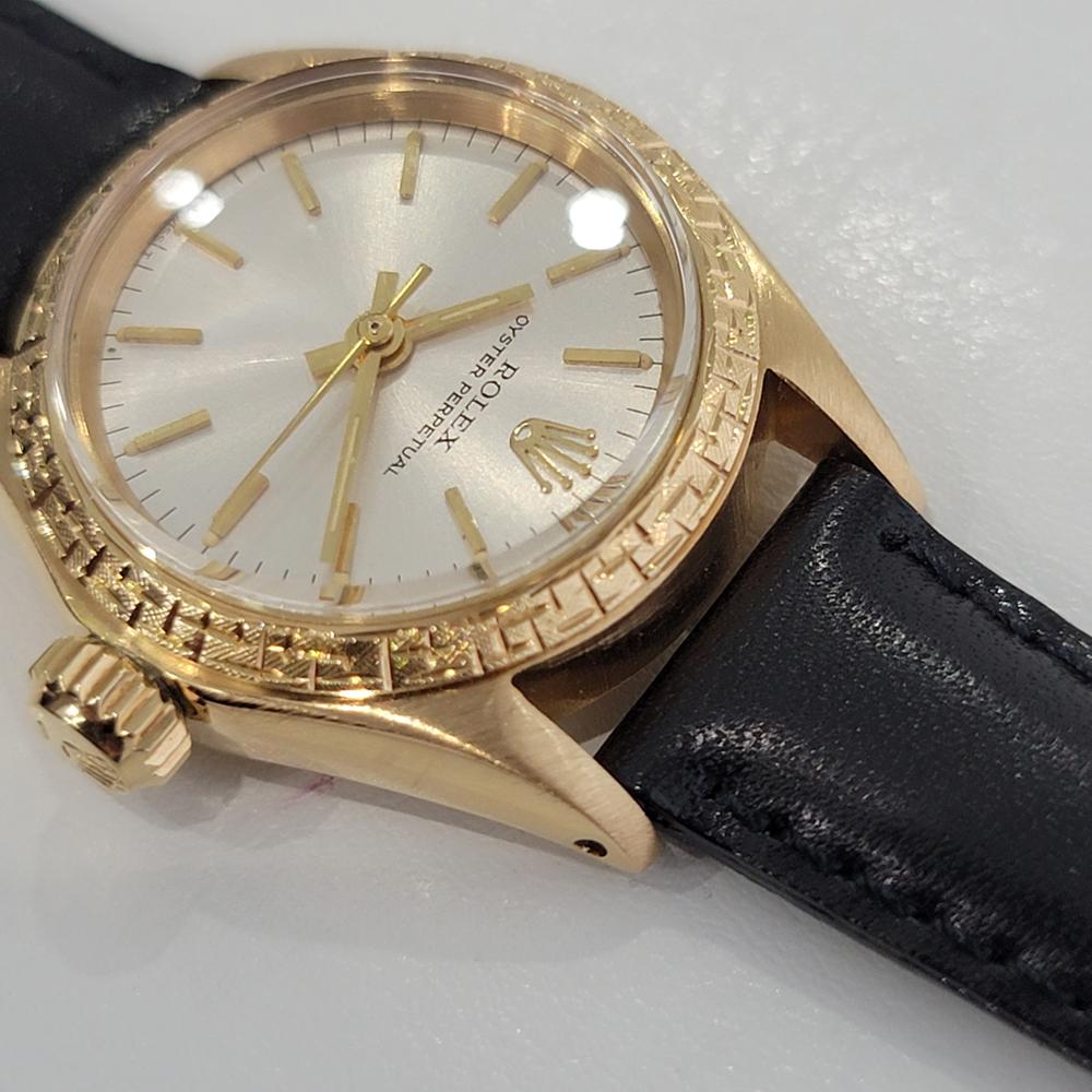 Ladies Rolex Oyster Perpetual Ref 6802 25mm 18k Gold Automatic 1960s RA135 In Excellent Condition In Beverly Hills, CA