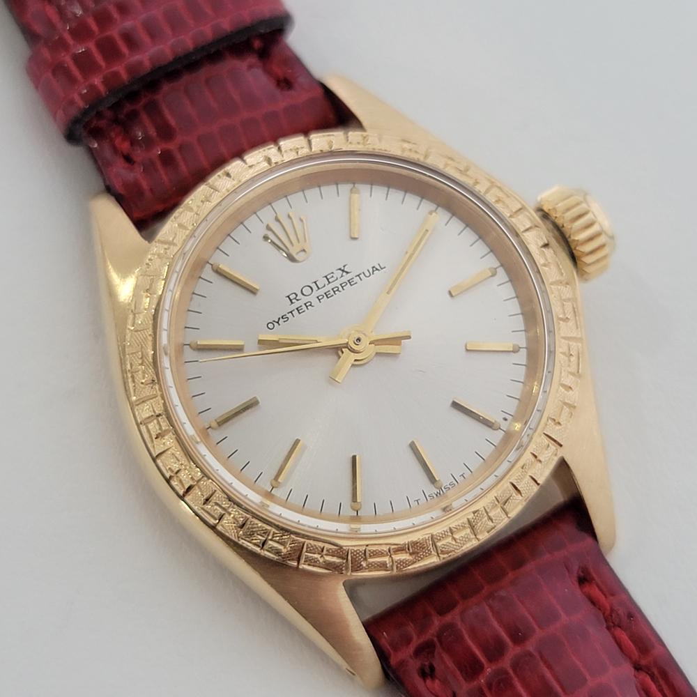 Ladies Rolex Oyster Perpetual Ref 6802 18k Gold Automatic 1960s RA135R In Excellent Condition In Beverly Hills, CA