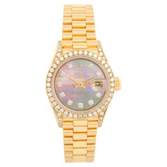Ladies Rolex President 18k Gold & Diamond Watch 69158