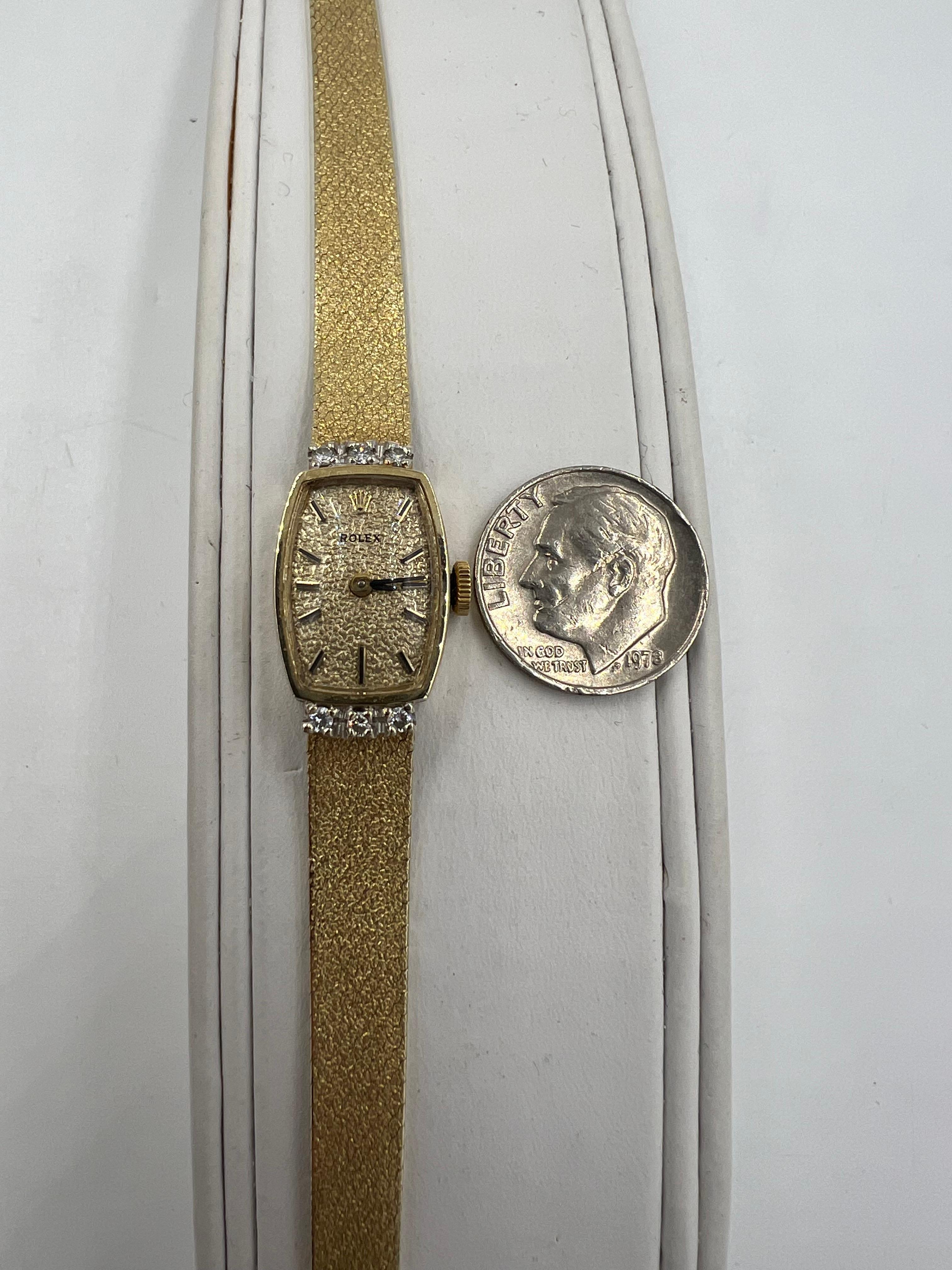 Damen Rolex Vintage Diamant 14k Gelbgold Armbanduhr Circa 1960er Jahre 8