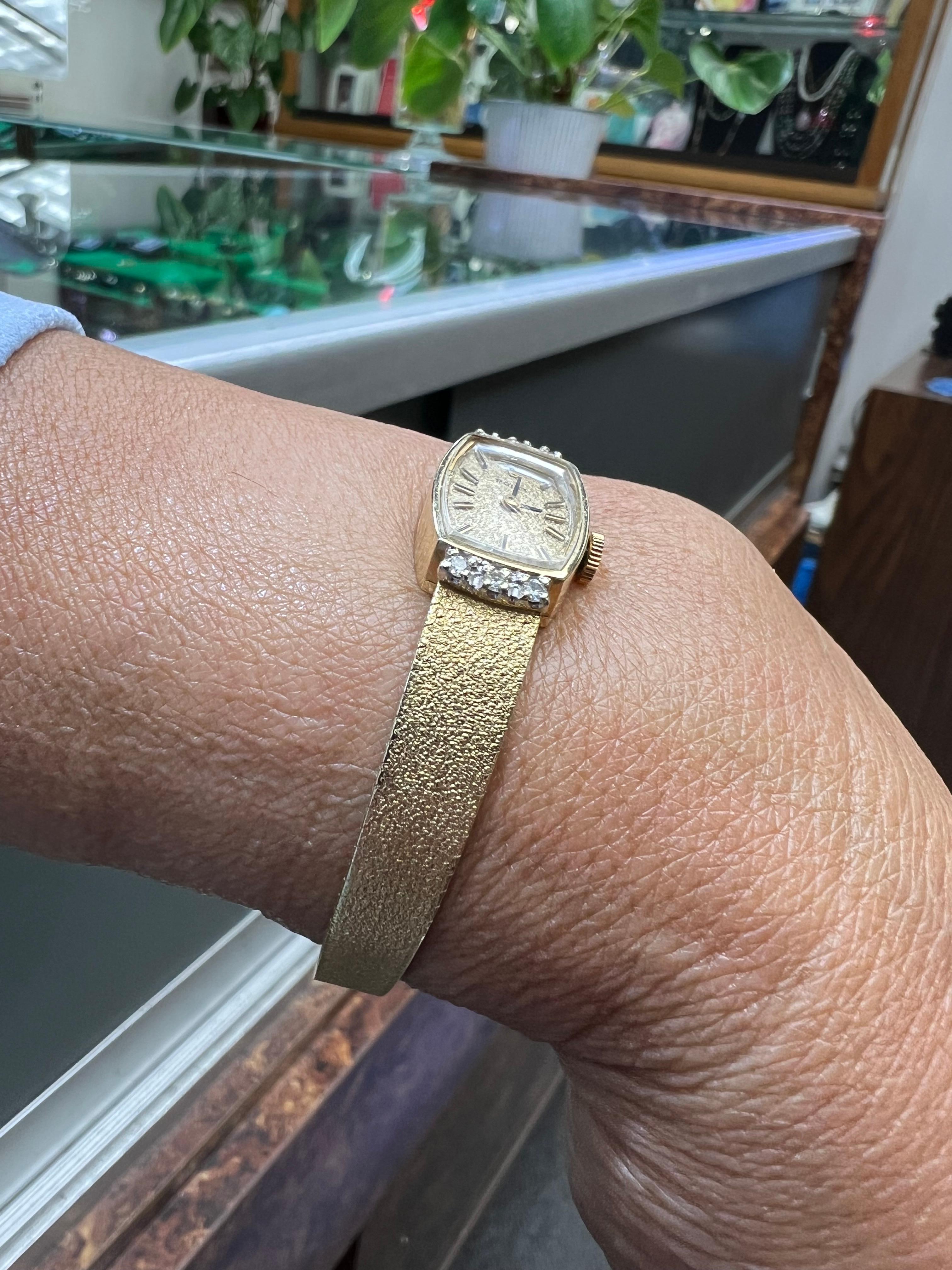 Damen Rolex Vintage Diamant 14k Gelbgold Armbanduhr Circa 1960er Jahre (Moderne)